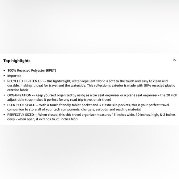 New Recycled Lighten Up Reactive Seat Organizer - Picture 5 of 5